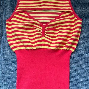 NWT Plenty by Tracy Reese Archive Bright Orange Yellow Stretch Cutout Top Size P